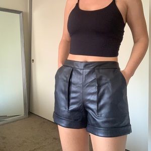 Black leather shorts